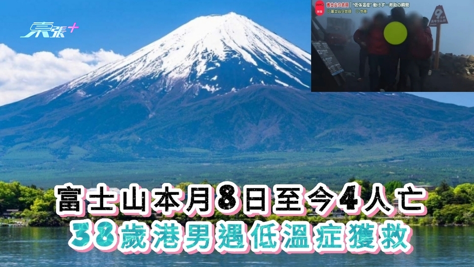 富士山本月8日至今4人亡 38歲港男遇低溫症獲救