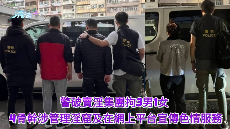 警破賣淫集團拘3男1女 4骨幹涉管理淫窟及在網上平台宣傳色情服務