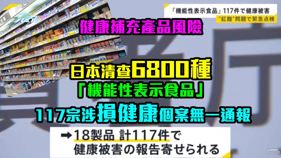 健康品風險｜日本清查6800種 「機能性表示食品」117宗涉損健康個案無一通報